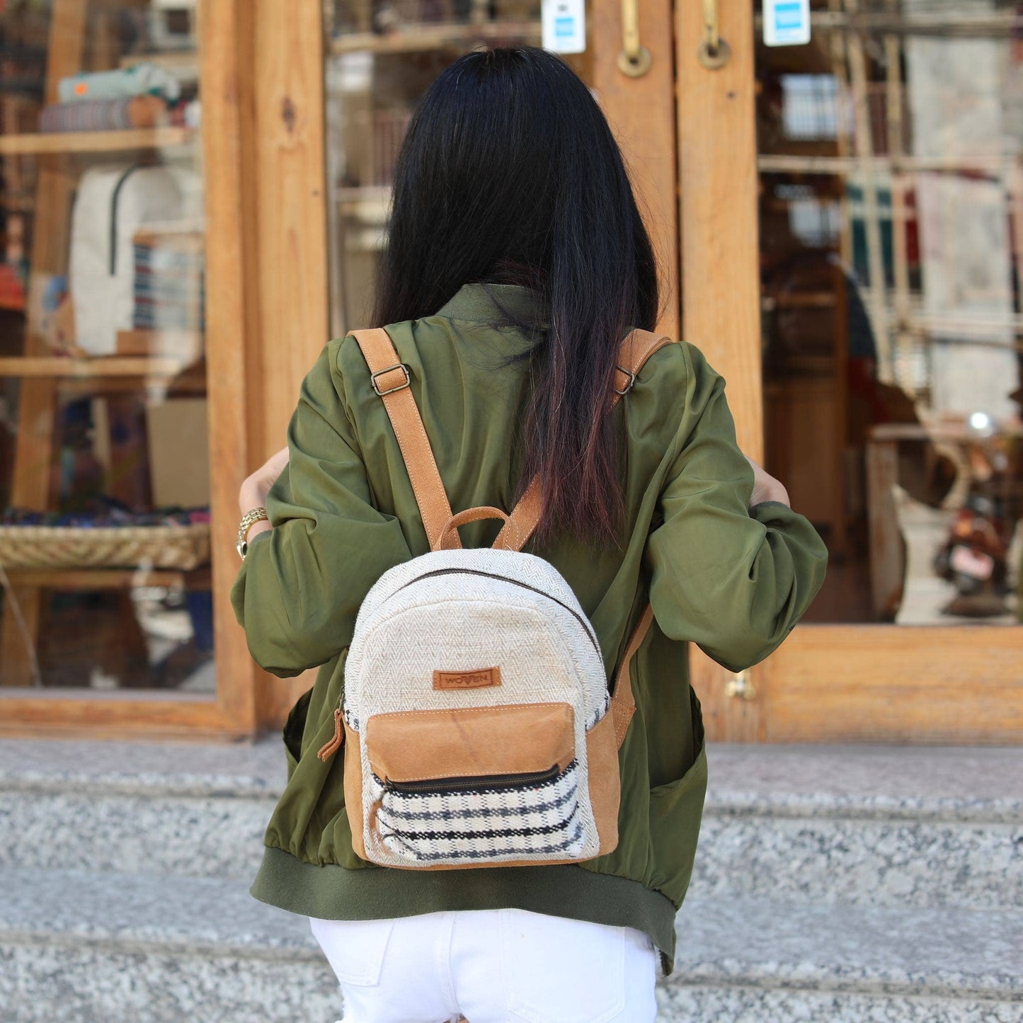 Striped Mini Backpack