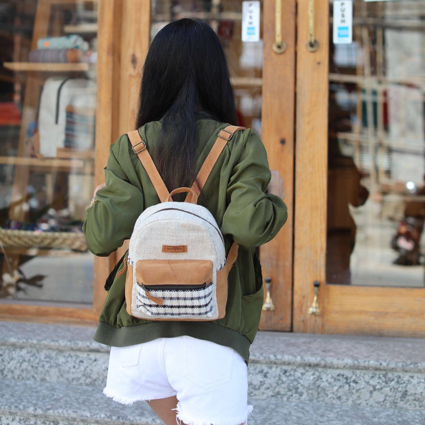 Striped Mini Backpack