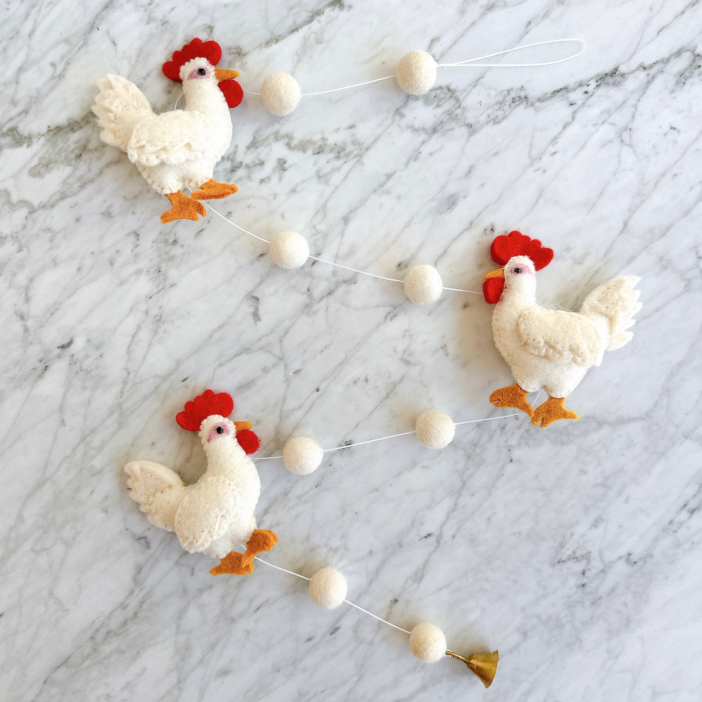Felt White Chicken Garland