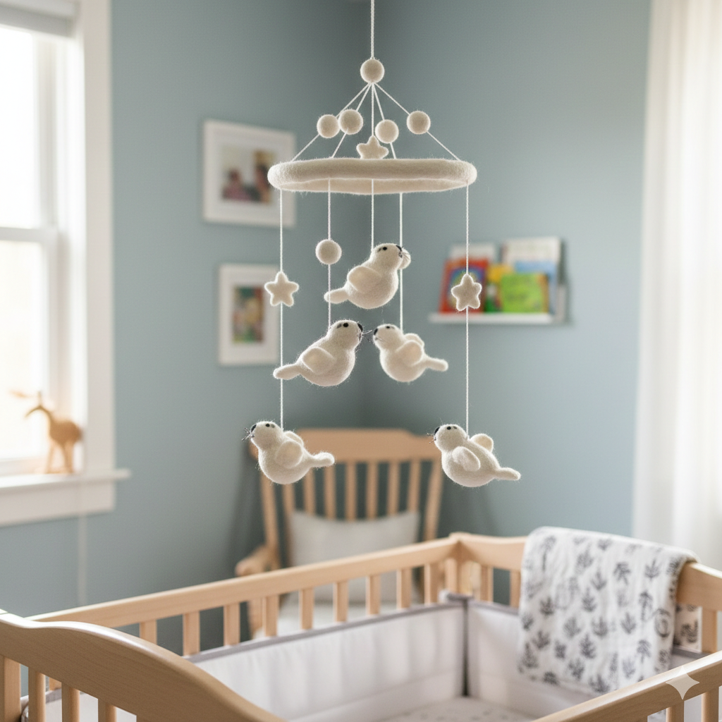Felt Baby Mobile - Seal