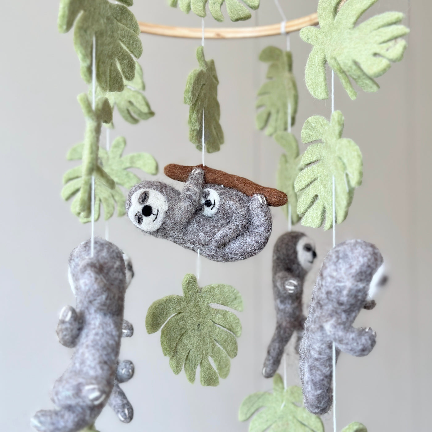 Best felt sloth baby mobile - bendable and poseable