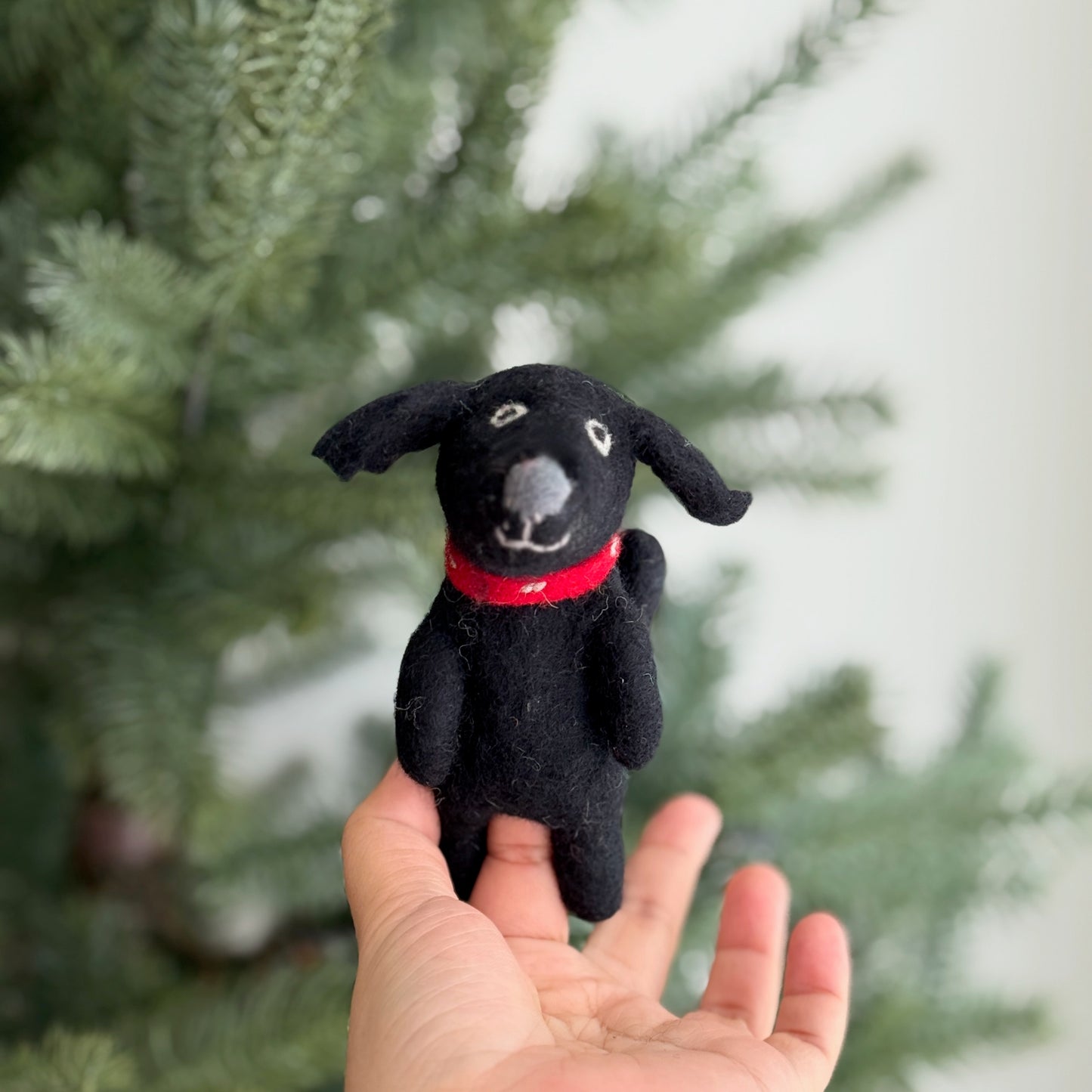 Black Labrador Retriever Dog Finger Puppet