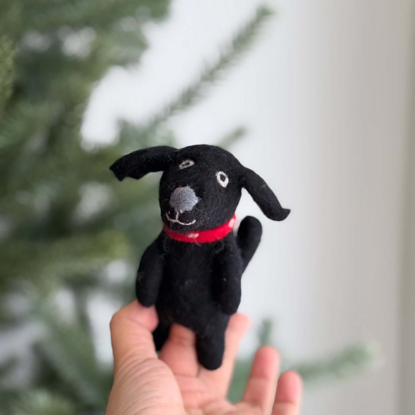 Black Labrador Retriever Dog Finger Puppet