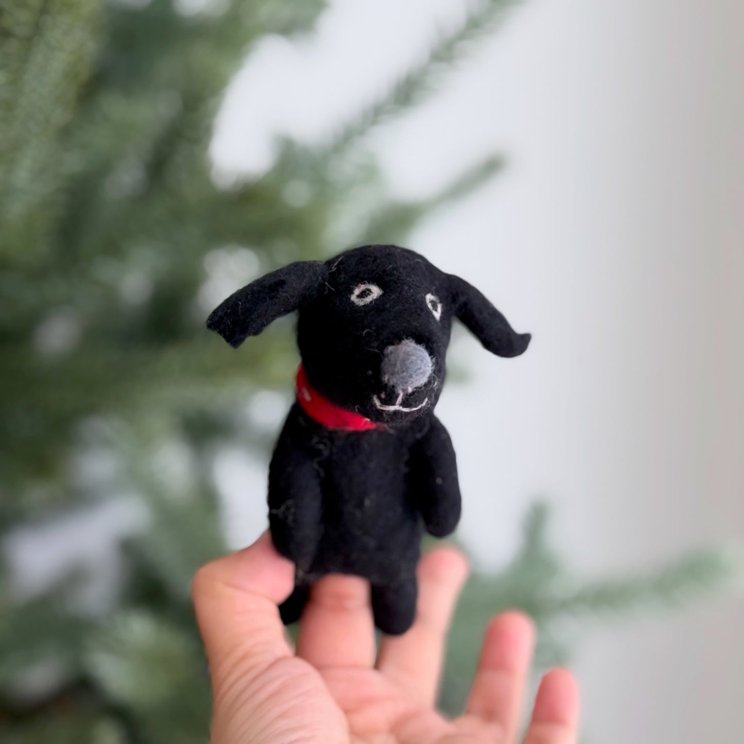 Black Labrador Retriever Dog Finger Puppet