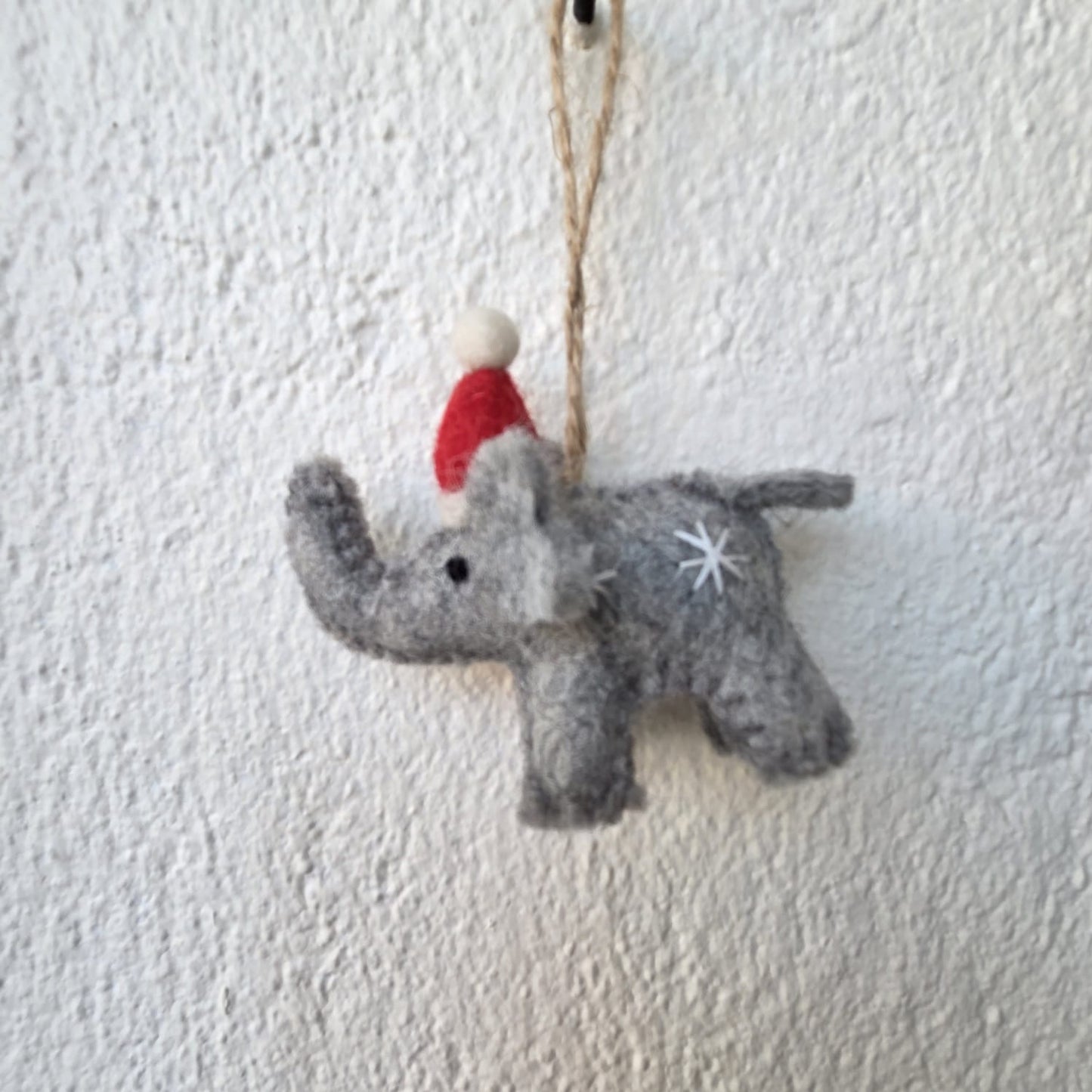 Felt Ornament - Elephant with Snowflake Embroidery