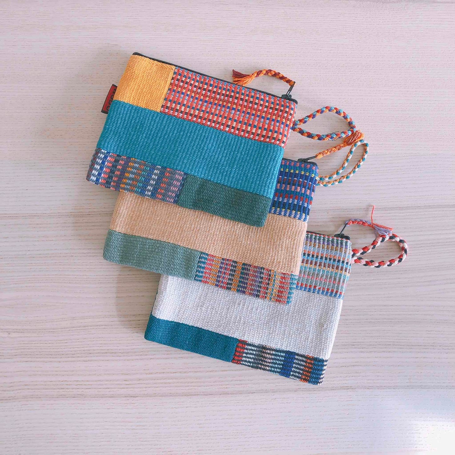 Handwoven Patchwork Zipper Pouch - Small