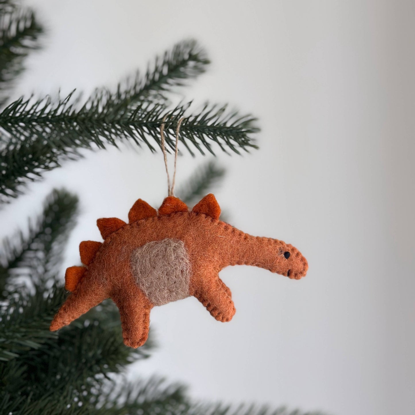 Felt Dinosaur Ornament - Orange Stegosaurus