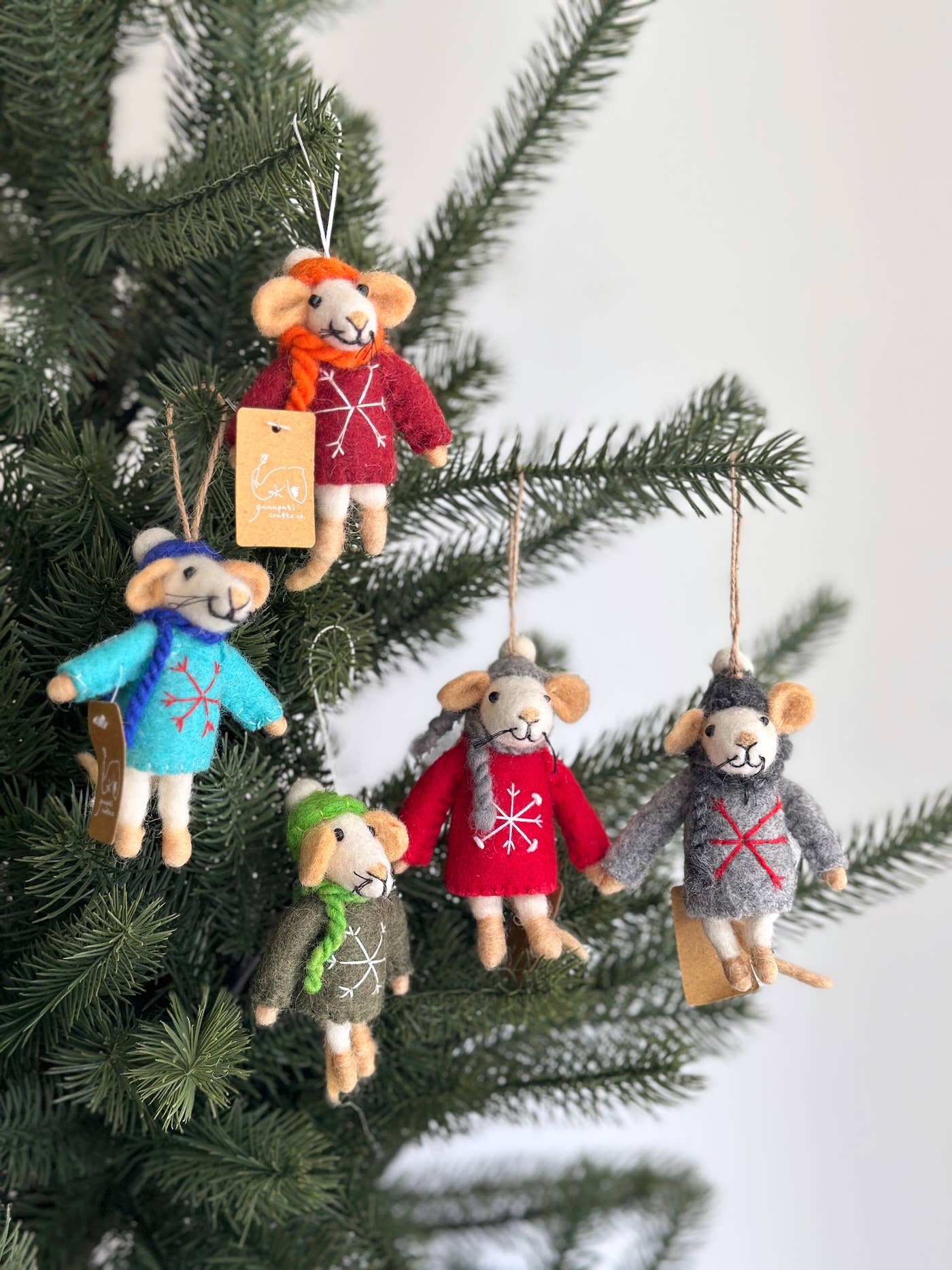 Felt Sweater Mouse Christmas Ornament - Blue Sweater
