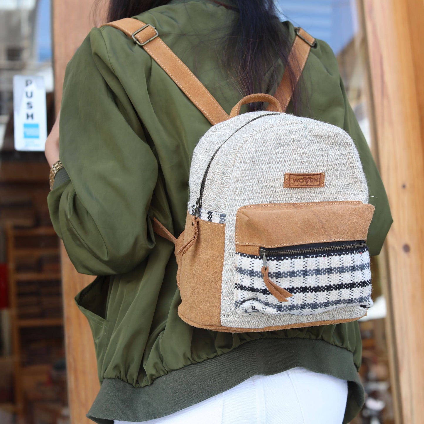 Striped Mini Backpack