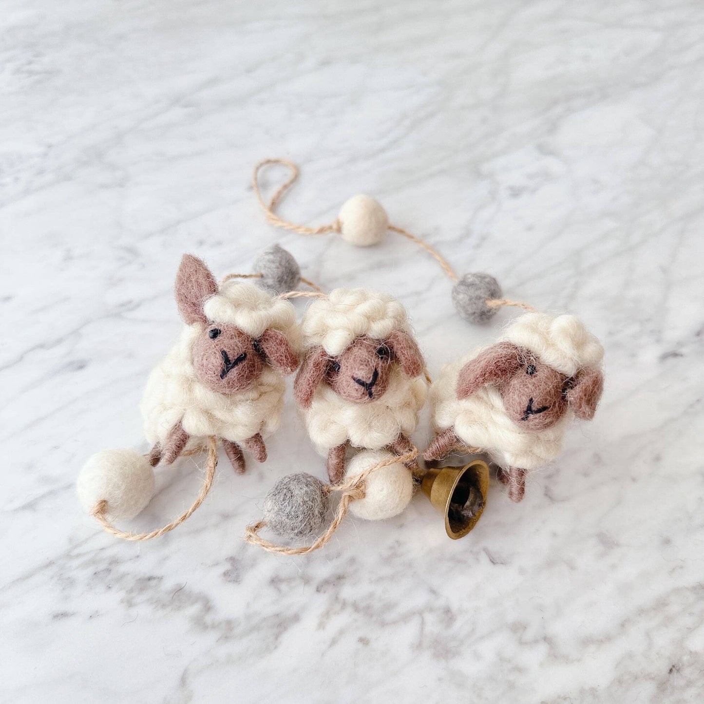 Mini Fluffy Sheep with Brown Face Garland