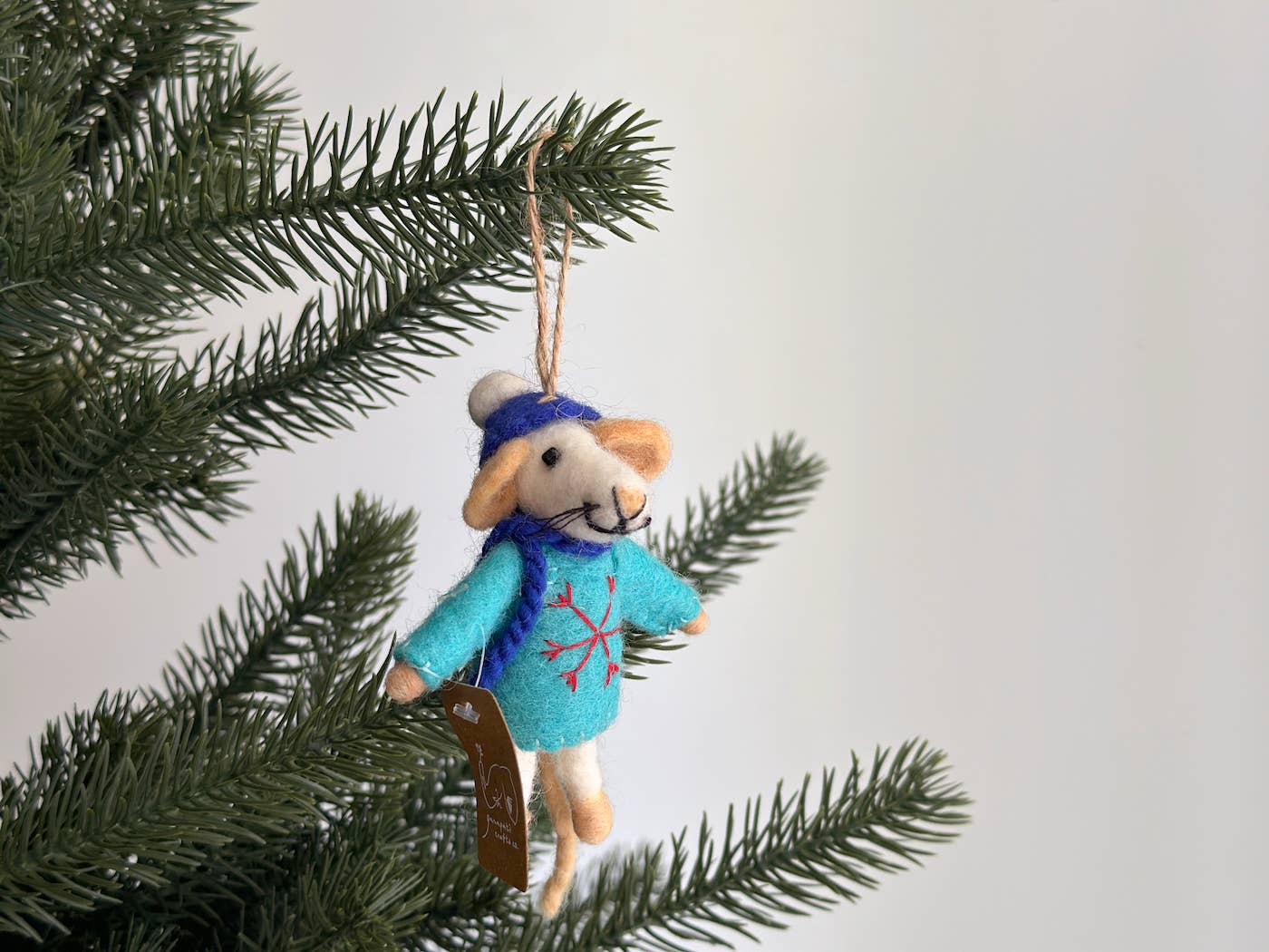 Felt Sweater Mouse Christmas Ornament - Blue Sweater