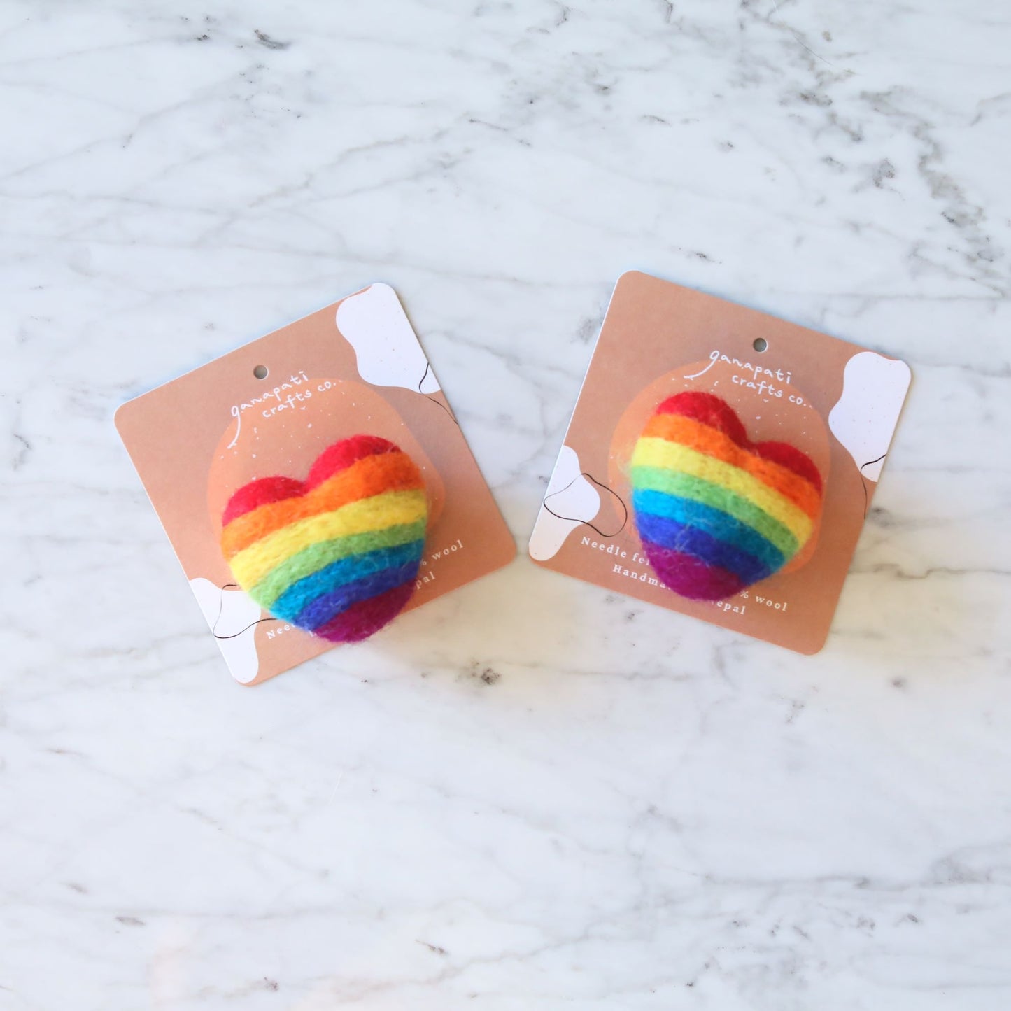 Felted Rainbow Love Brooch