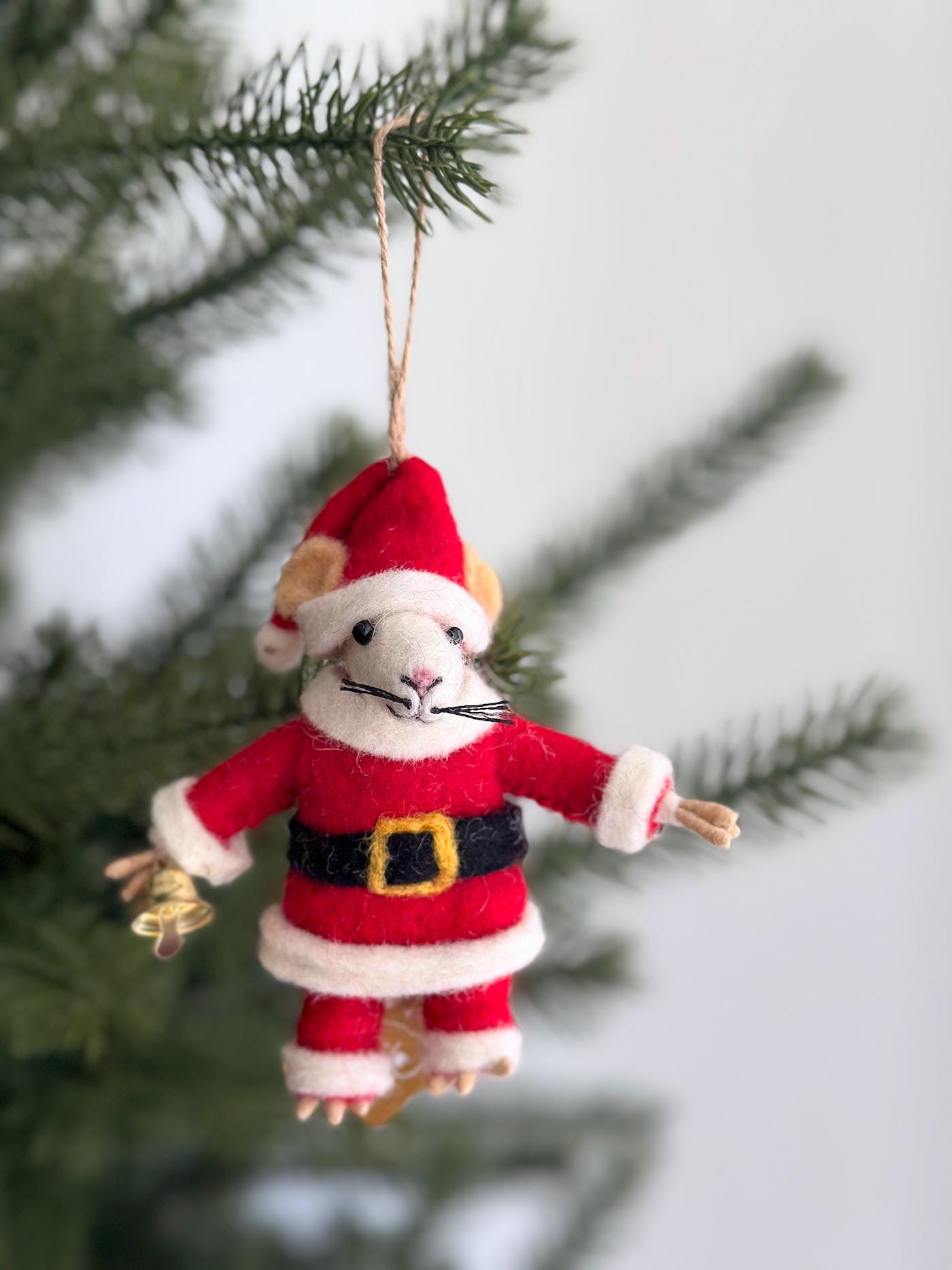 Felt Santa Mouse Ornament, Felt Mice Miniature, Collectible Mouse, Felt Toy, Pretend Play, Gifts For Kids, Christmas Stocking Stuffers
