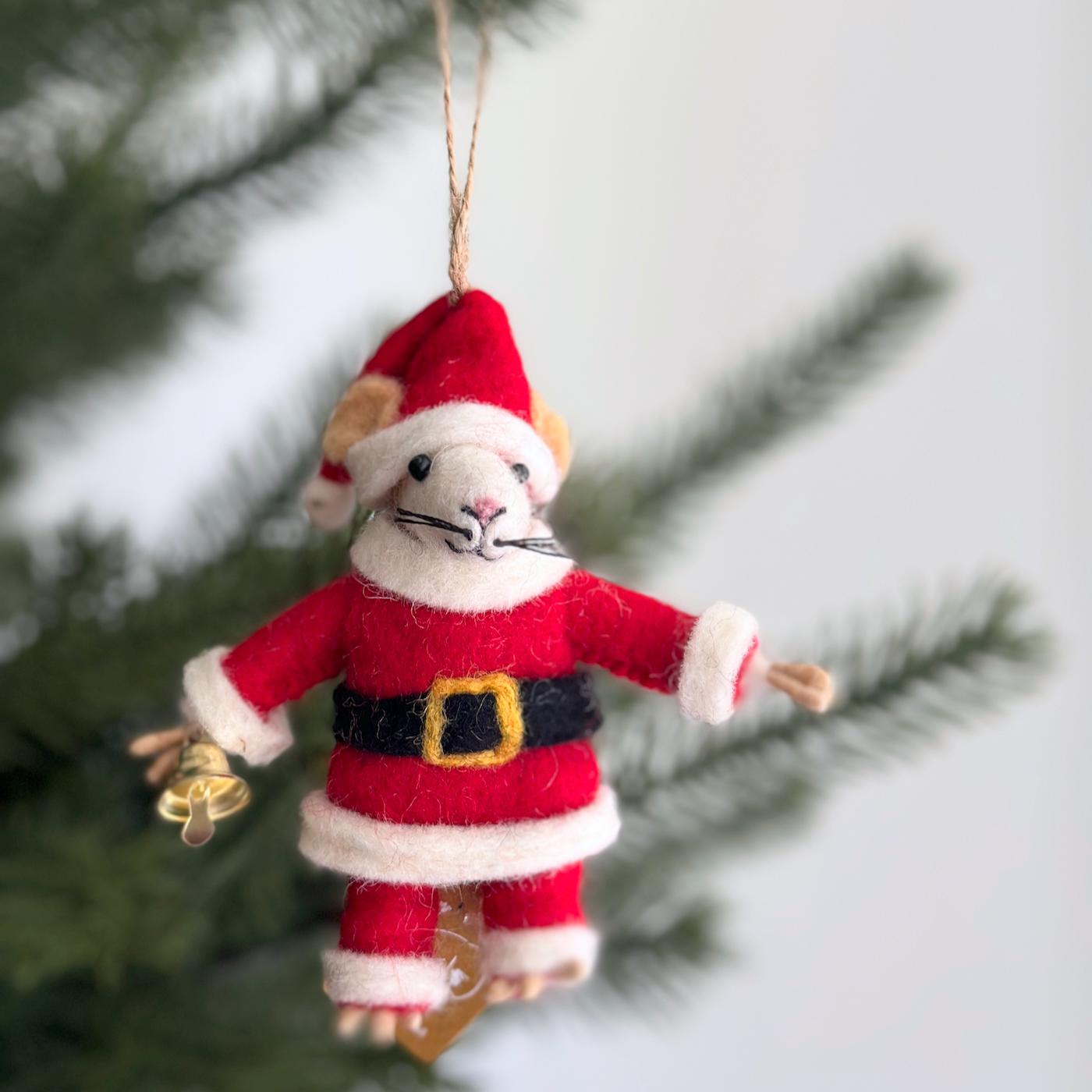 Felt Santa Mouse Ornament, Felt Mice Miniature, Collectible Mouse, Felt Toy, Pretend Play, Gifts For Kids, Christmas Stocking Stuffers