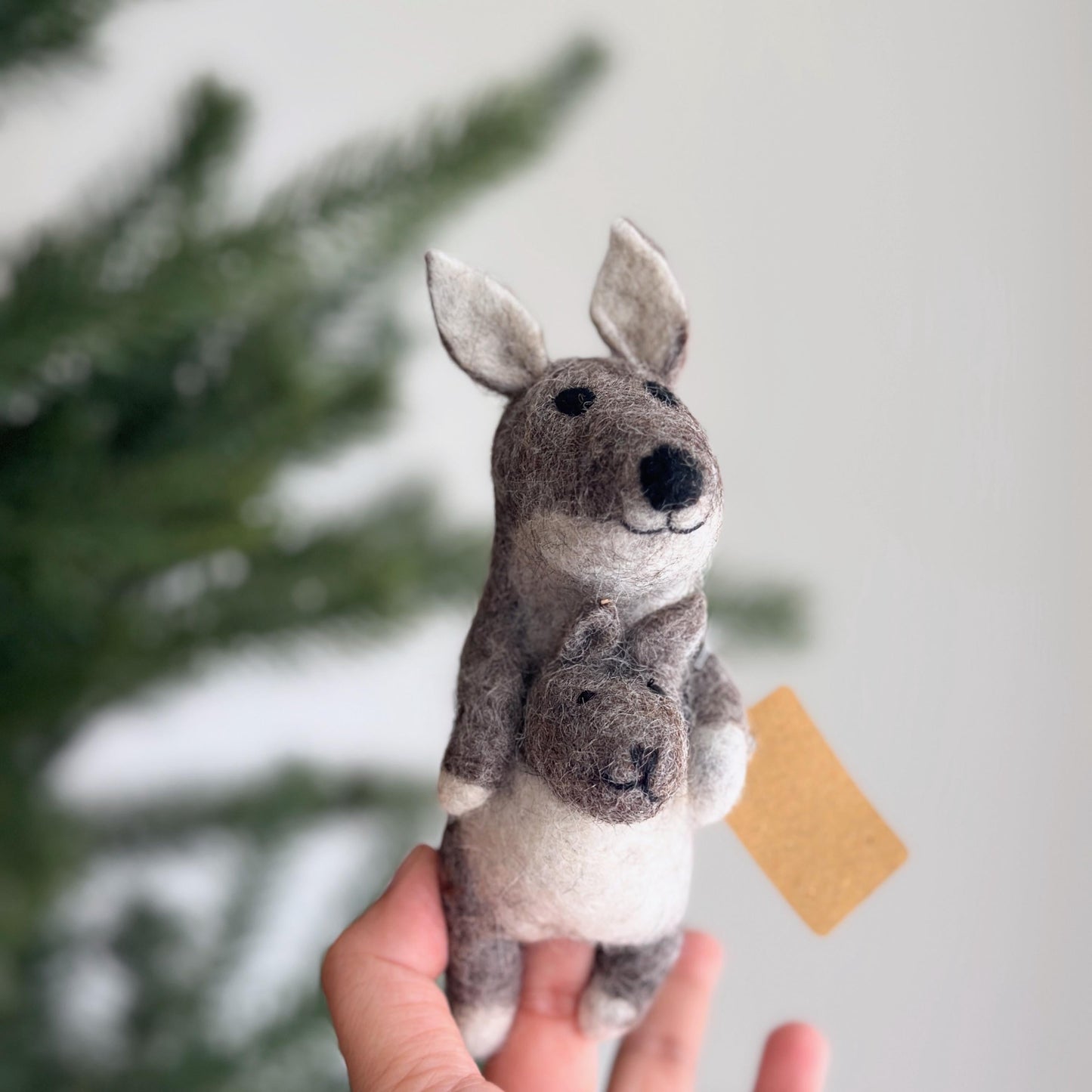 Kangaroo Finger Puppet, Needle Felted Finger Puppet, Waldorf Toy, Speech Therapy Aid, Pretend Play, Christmas Stocking Stuffer