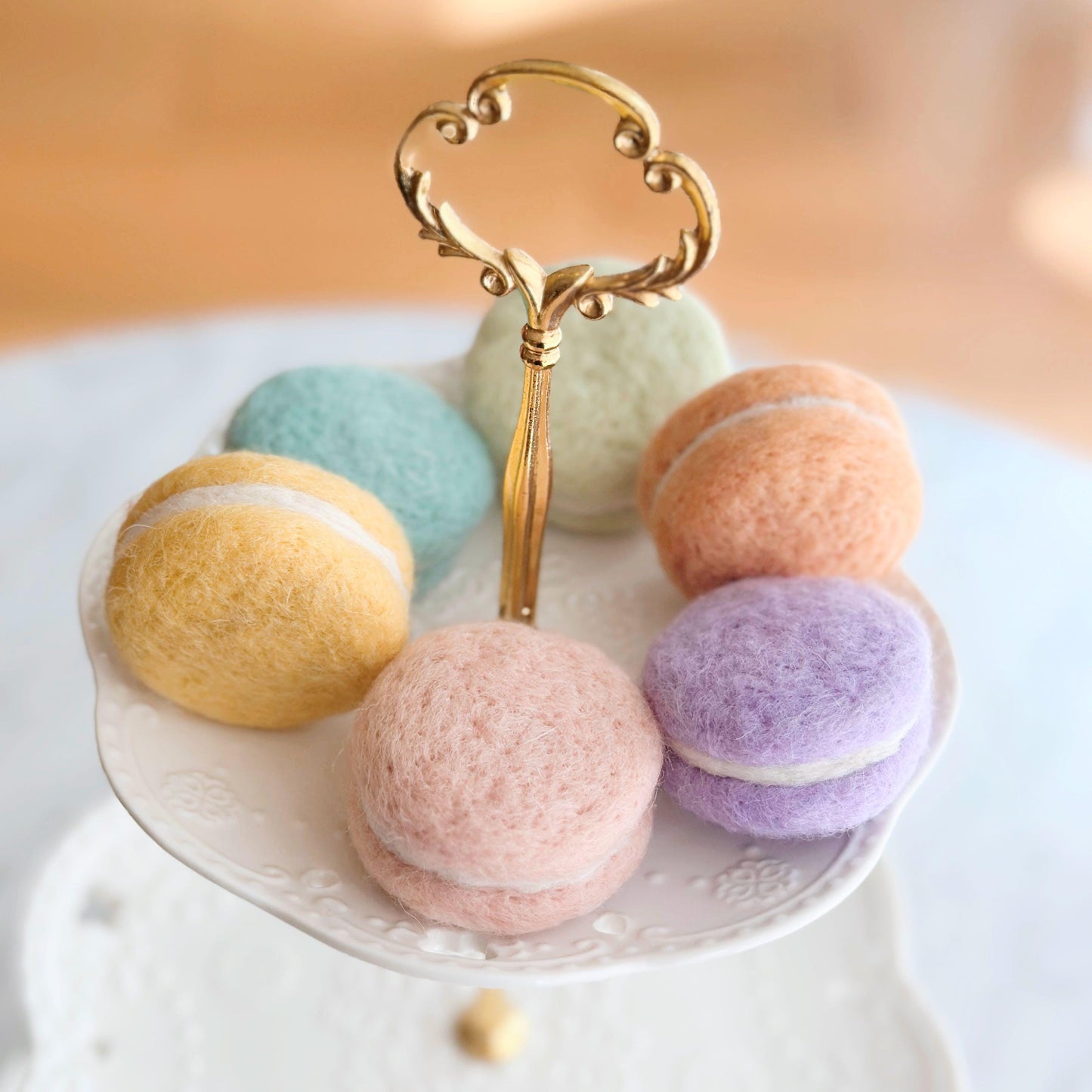 Felt Macarons, Set of 6 Easter Macarons, Pastel Macarons, Felt Play Food Felt Desserts - Ganapati Crafts Co.