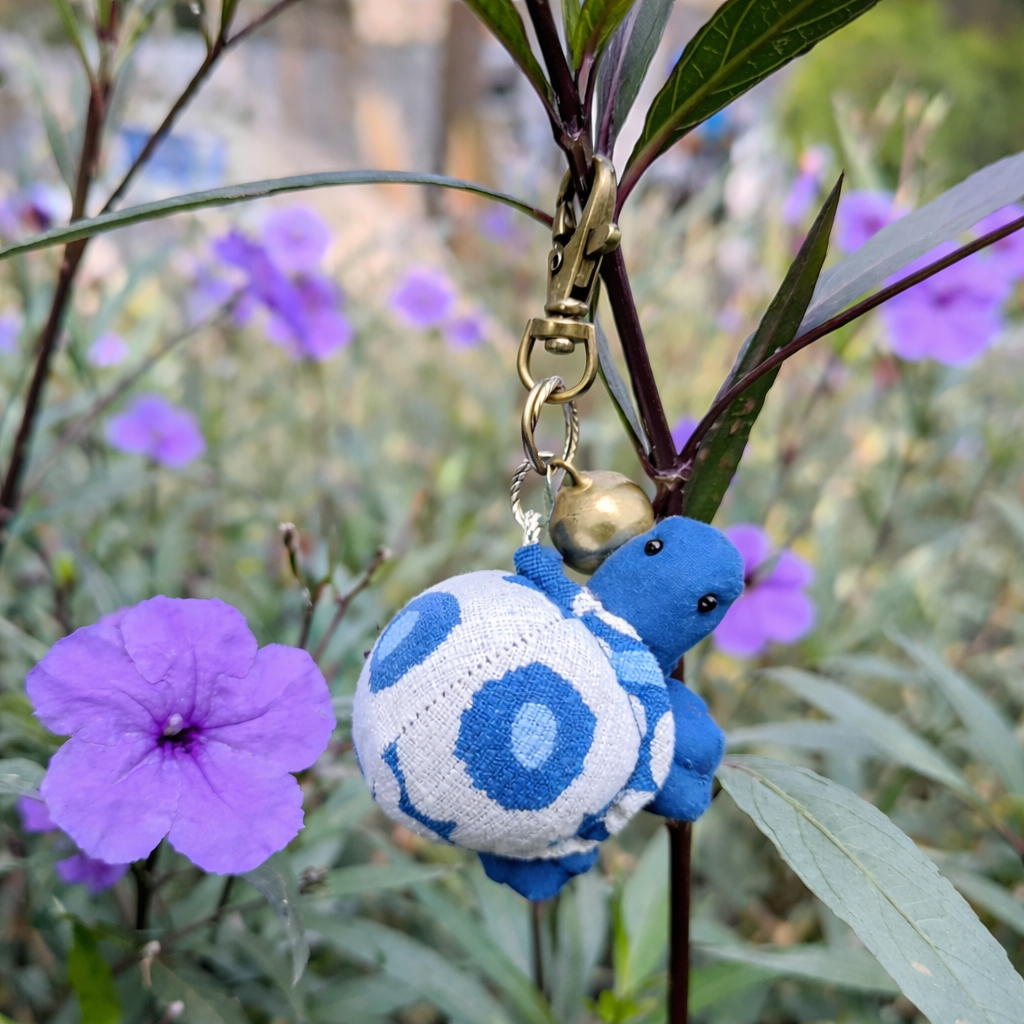 Indigo Turtle Keychain