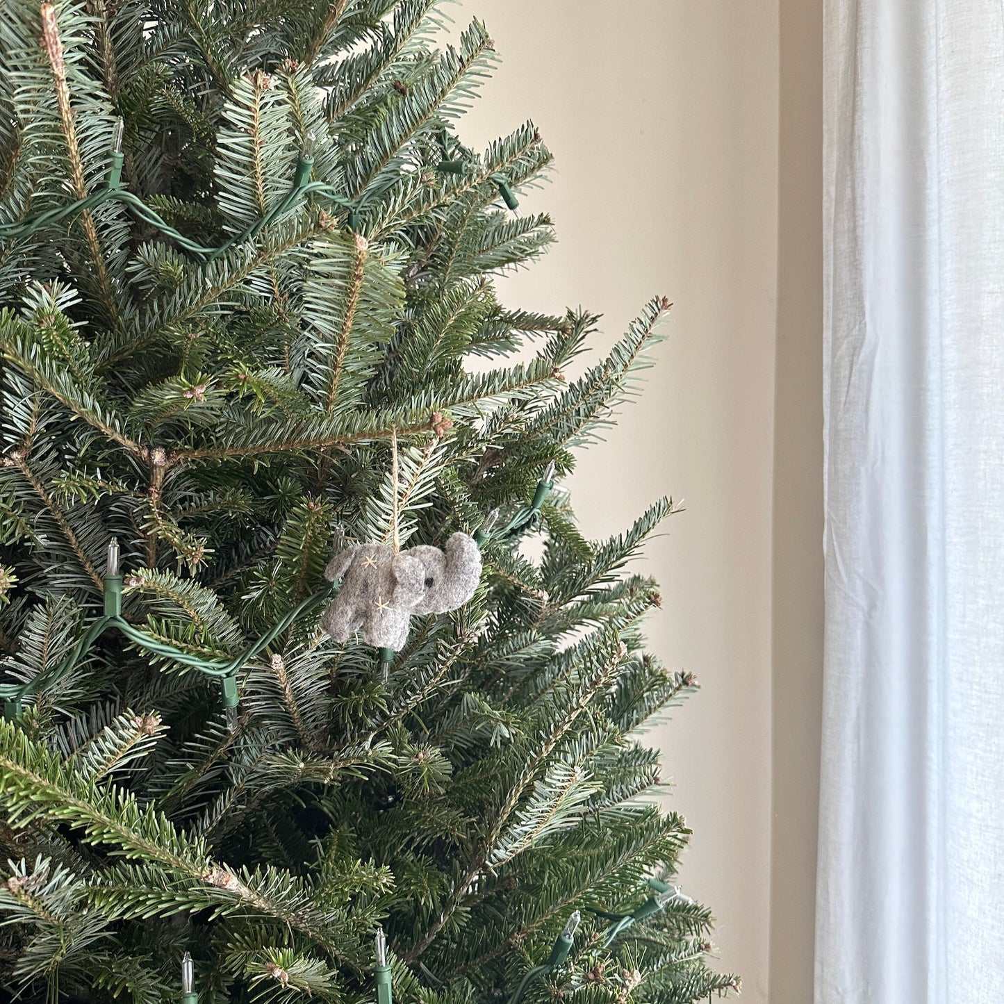 Felt Ornament - Elephant with Snowflake Embroidery