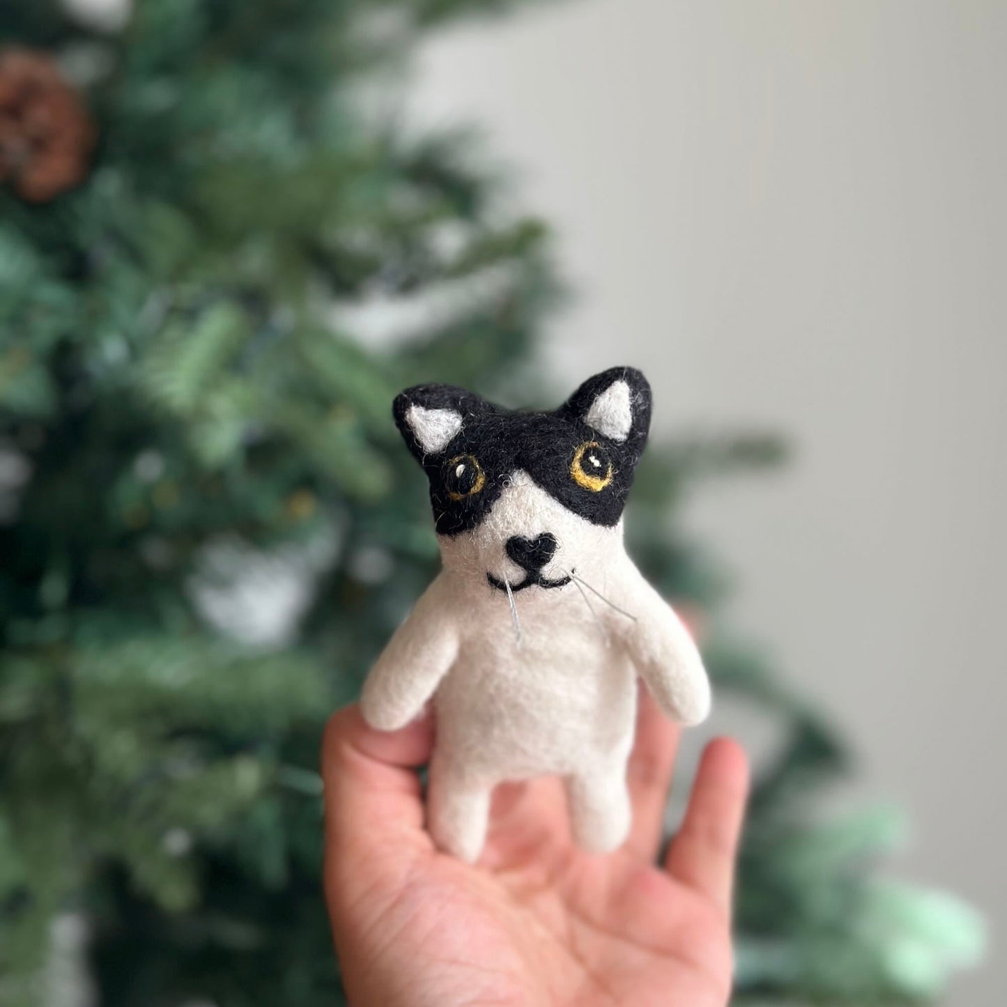 Felt Finger Puppet - "Baby" The Tuxedo Cat