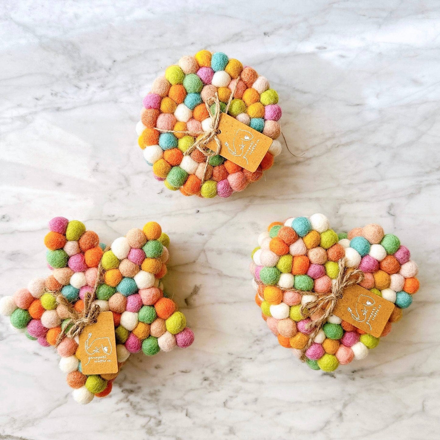 Felt Pastel Heart Coasters - Set of 4