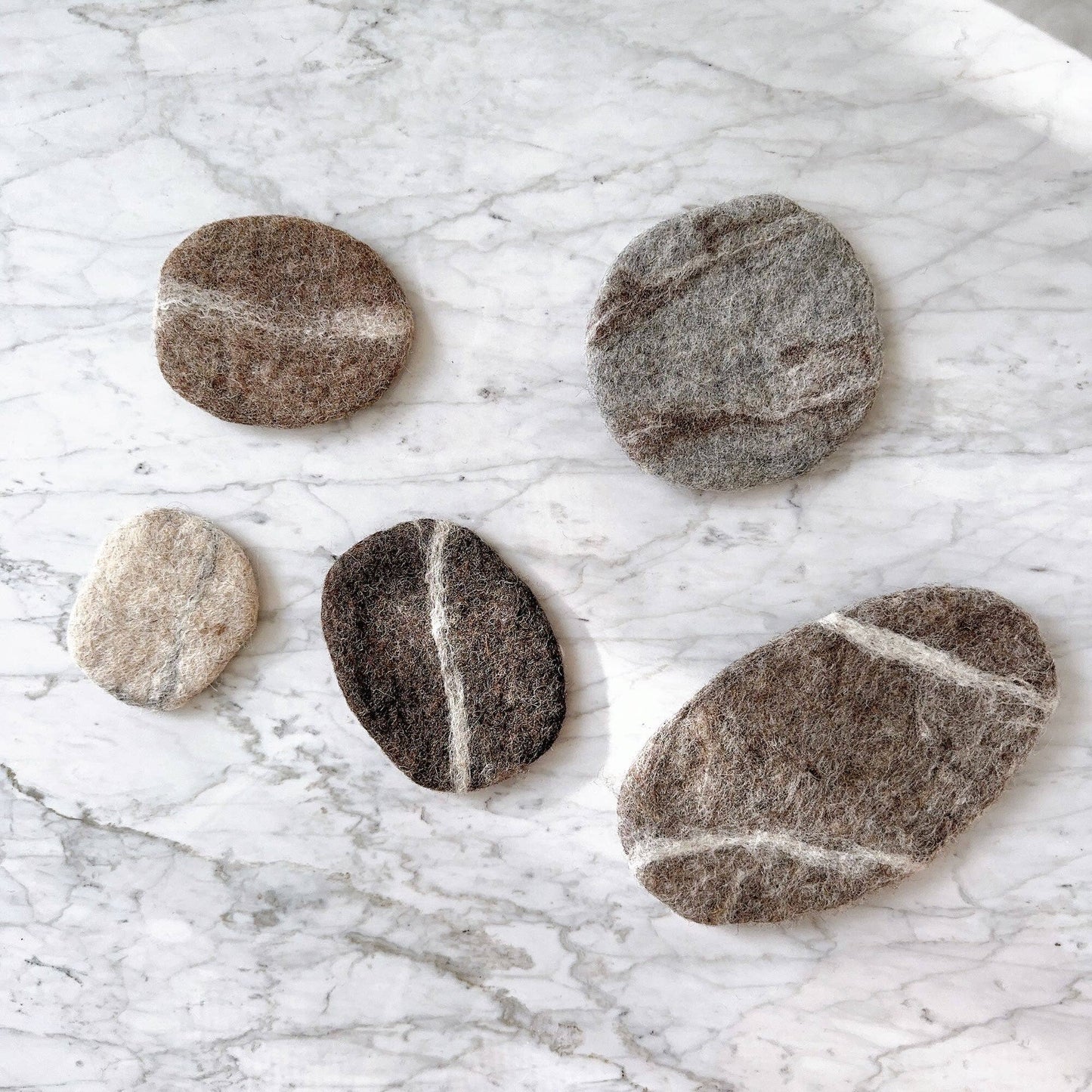 Felt Pebble Stone Coasters - Set of 5