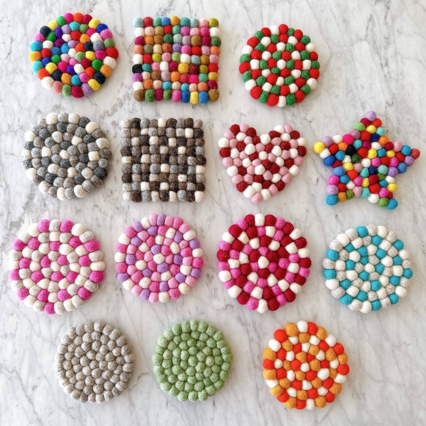 8" Gray Felt Ball Round Pot Trivet / Placemat