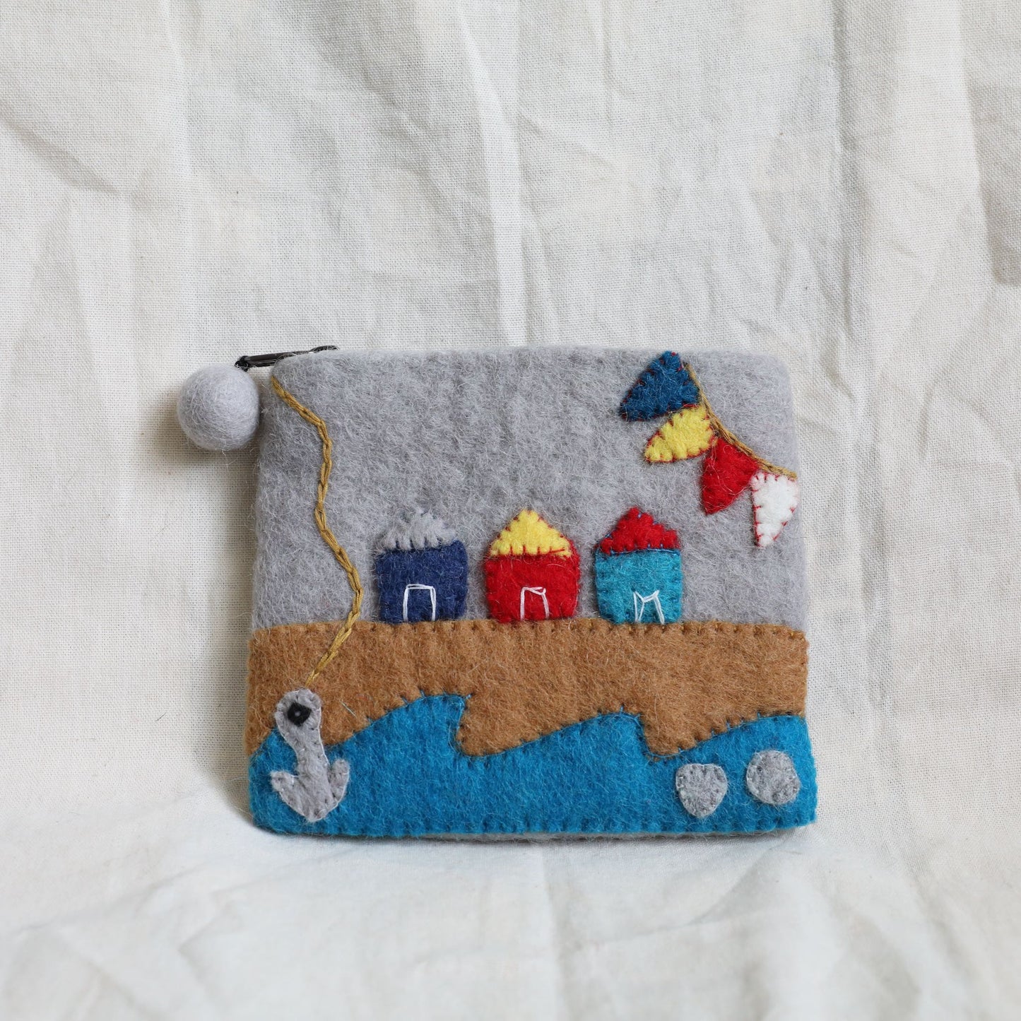Brighton beach wool felt coin purse