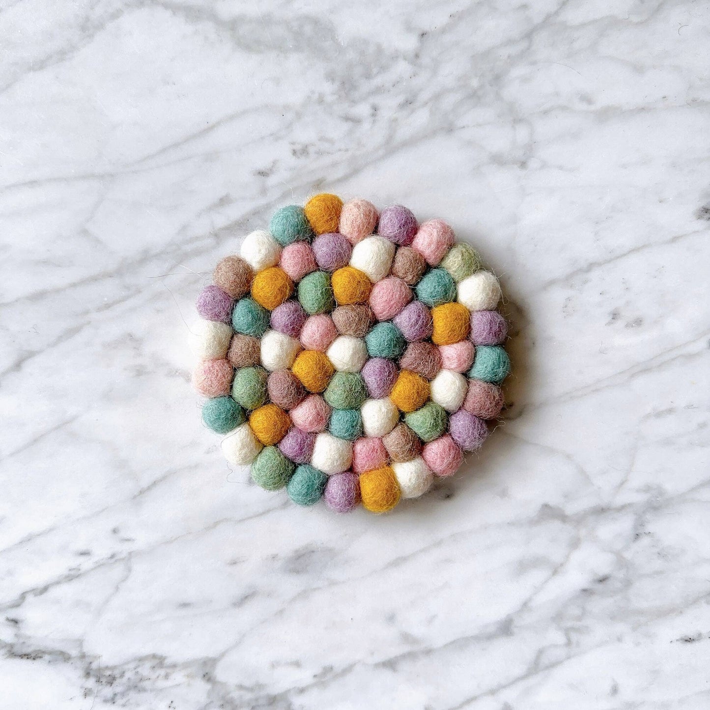 Felt Pastel Beige Round Coasters - Set of 4