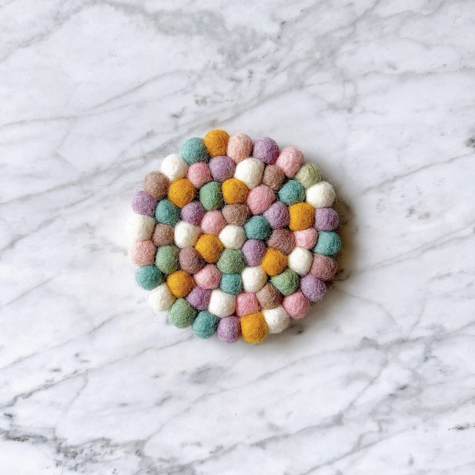 Felt Pastel Beige Round Coasters - Set of 4