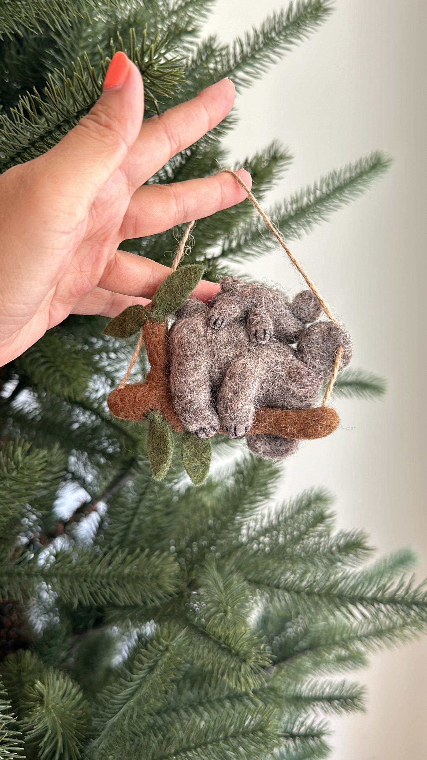 Felt Koala with Baby Ornament - Ganapati Crafts Co.