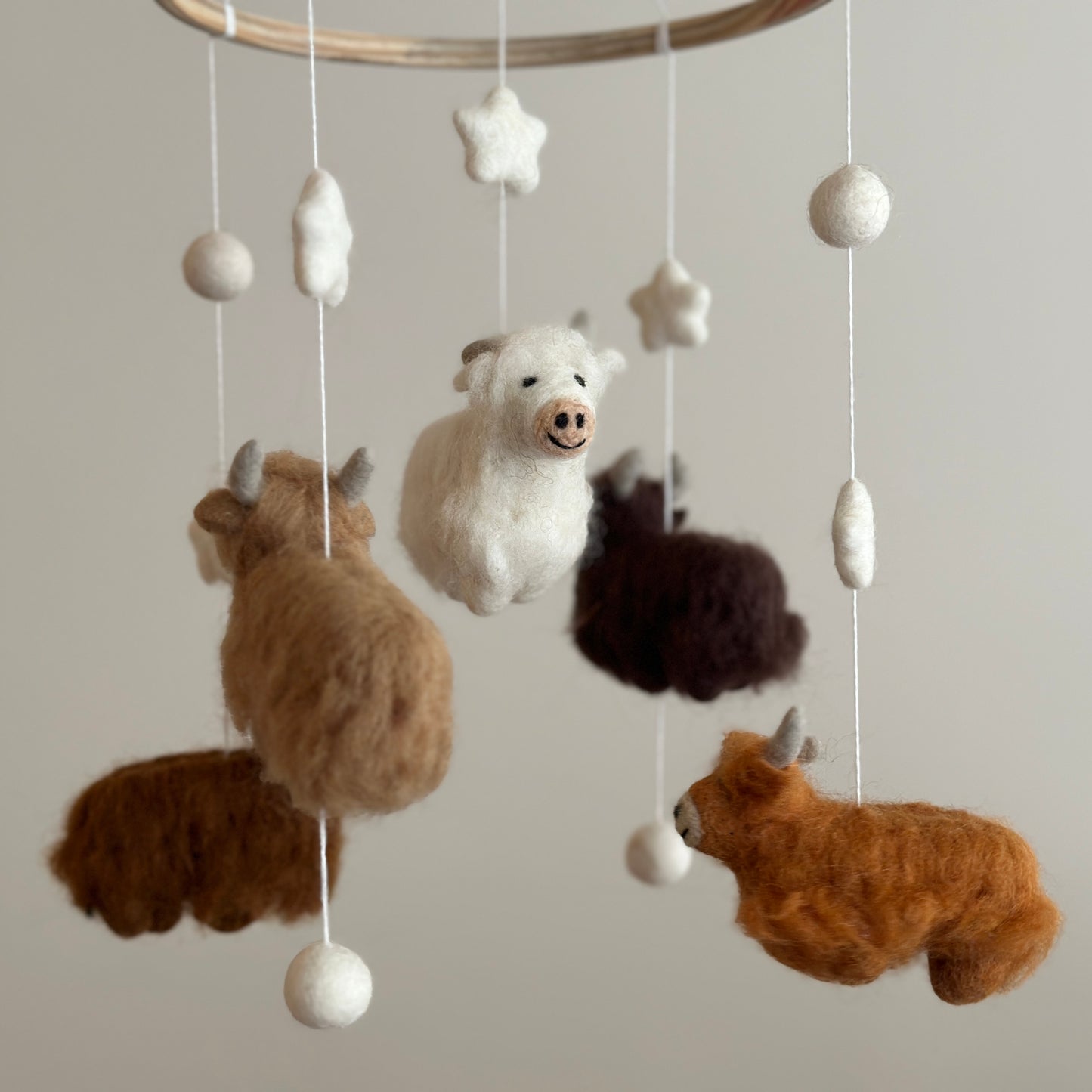 Felt Baby Mobile - Highland Cow