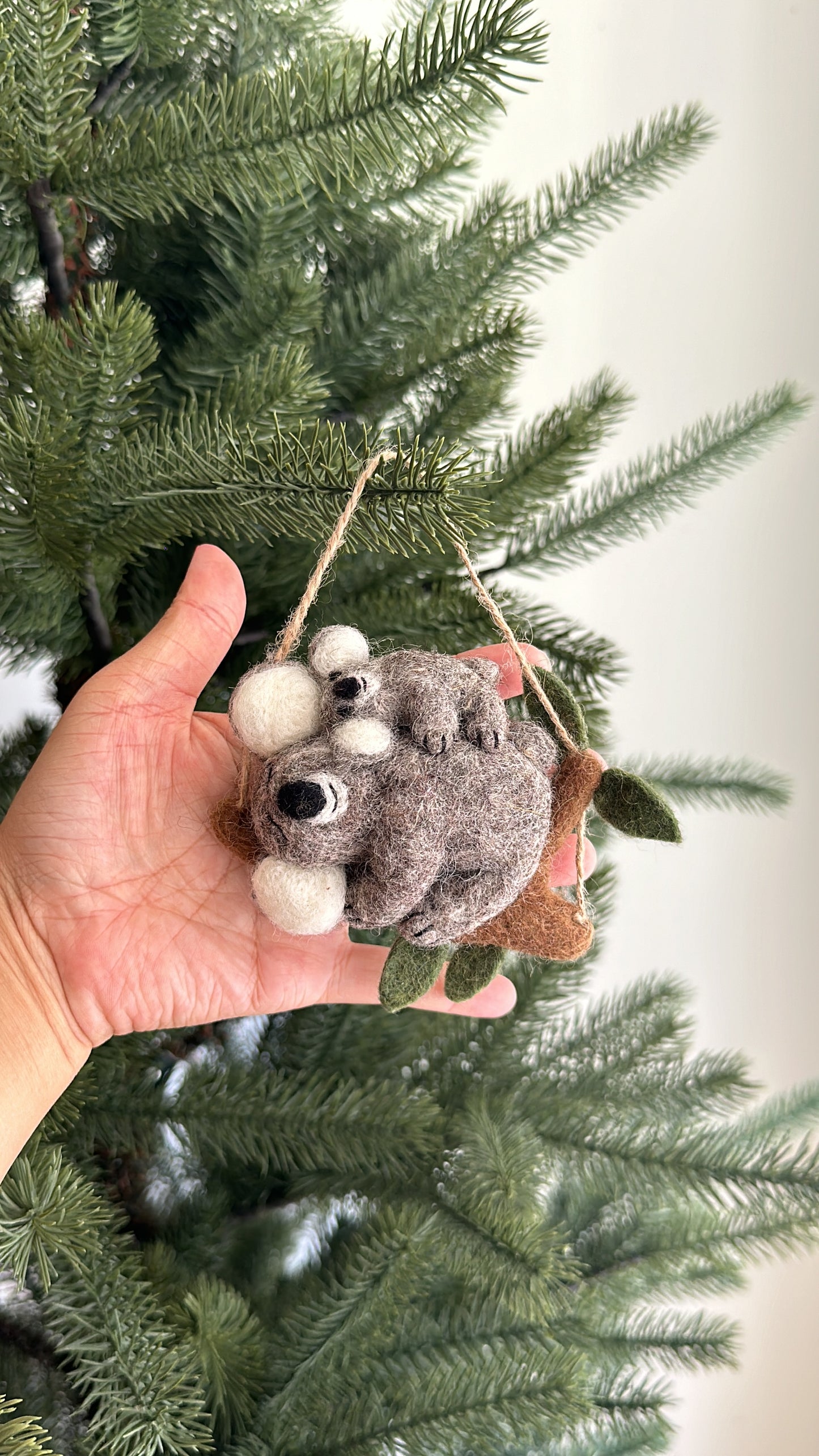 Felt Koala with Baby Ornament - Ganapati Crafts Co.