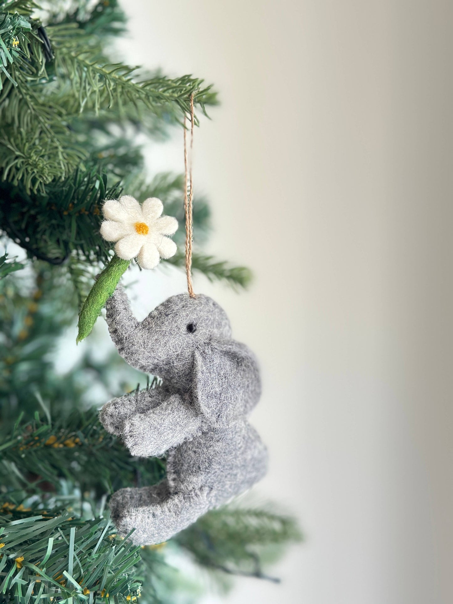 Felt Elephant with Flower Ornament