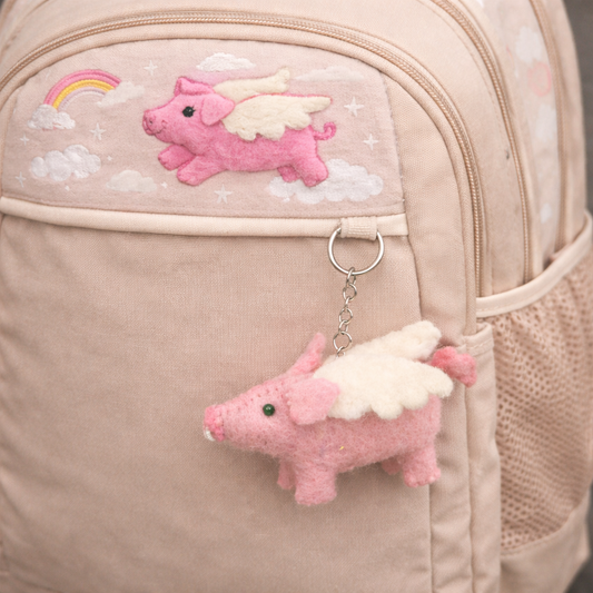 Felt Flying Pig Keychain