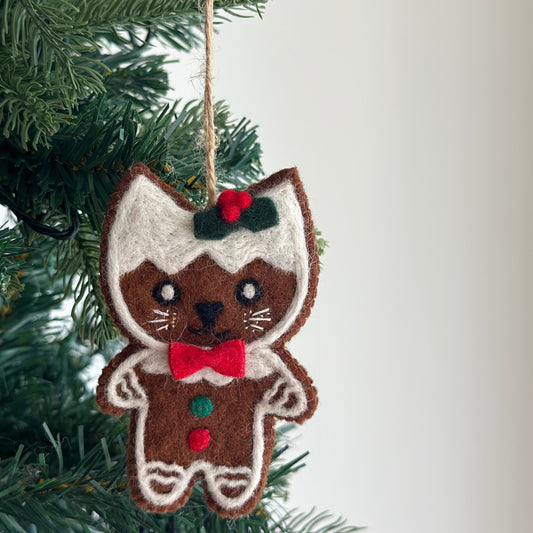 Felt Ornament -  Gingerbread Cat