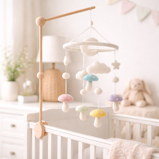 Pastel Mushroom Baby Mobile