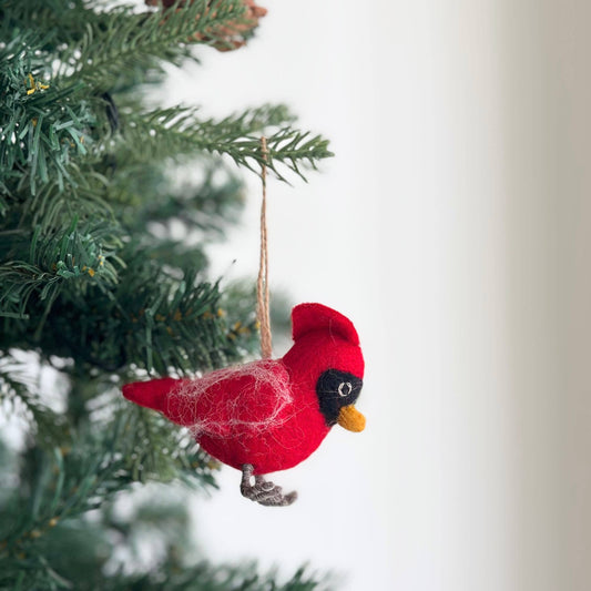 Felt Ornament - Cardinal with Yellow Beak