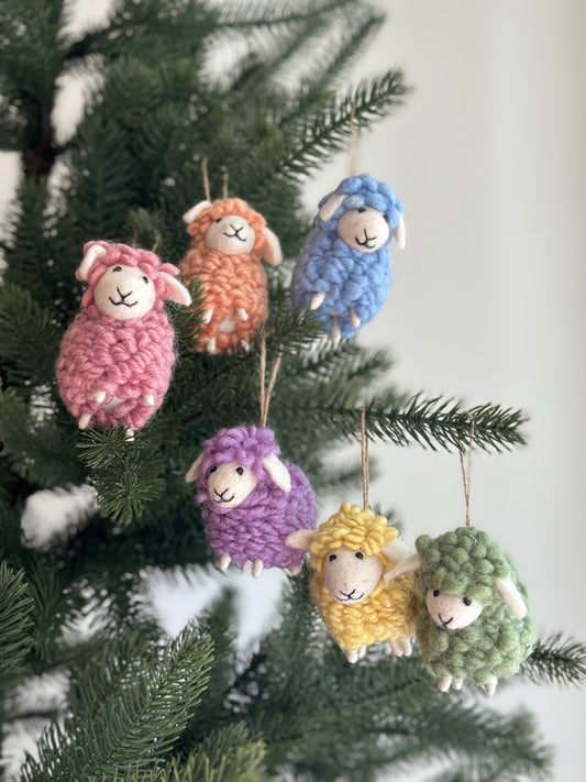 Felt Candy Sheep Easter Ornament - Set of 6