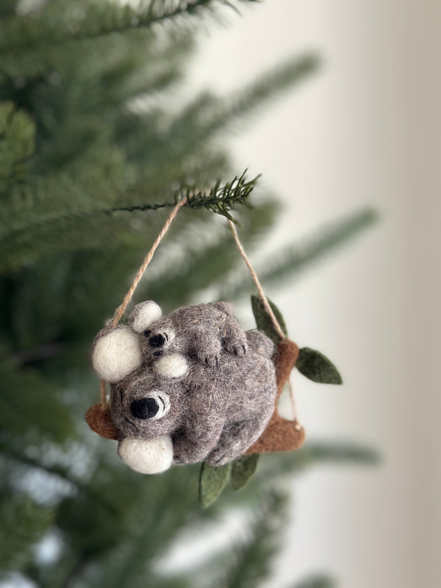 Felt Koala with Baby Ornament - Ganapati Crafts Co.