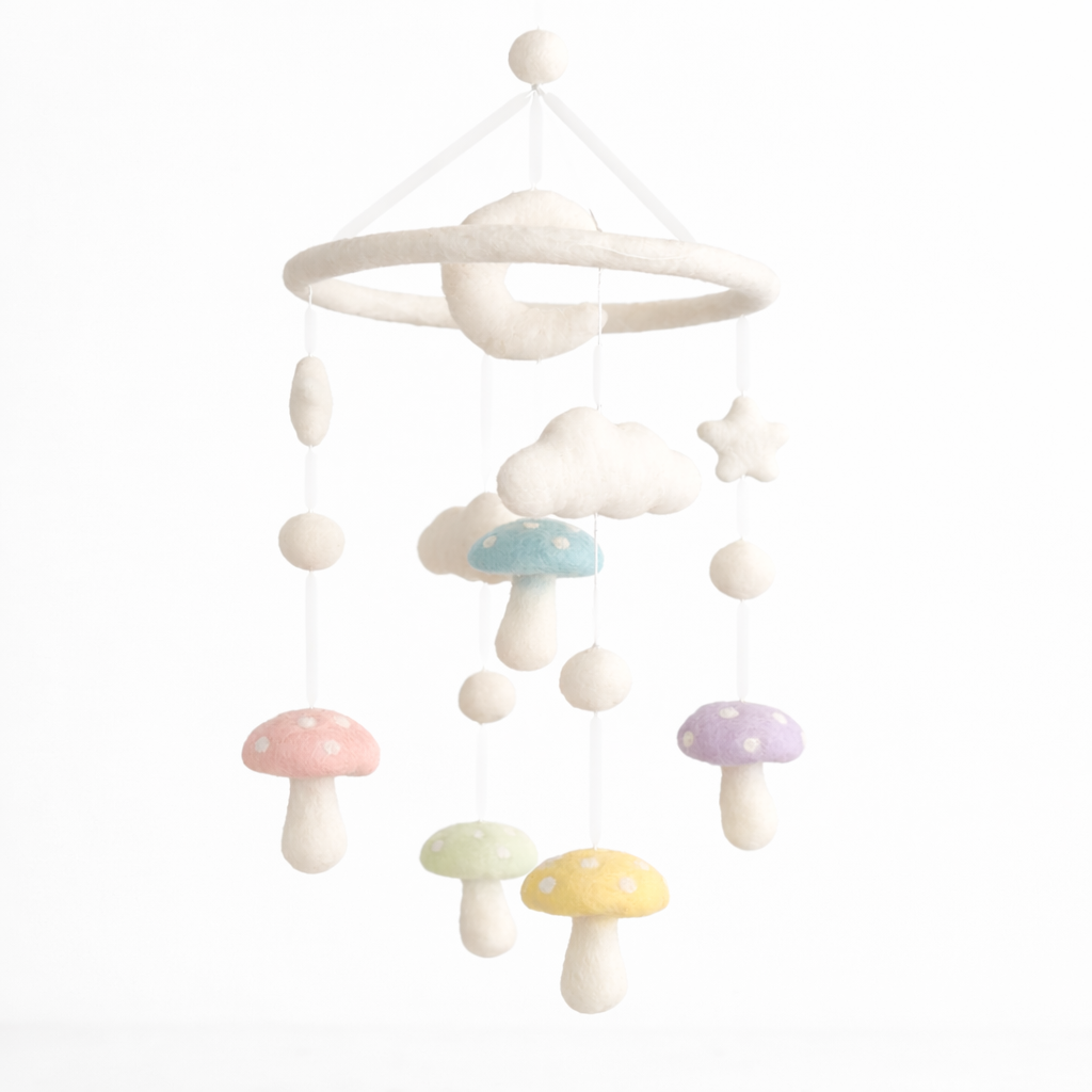 Pastel Mushroom Baby Mobile