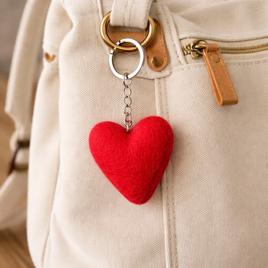 Valentine Felt Heart Keychain – Set of 3