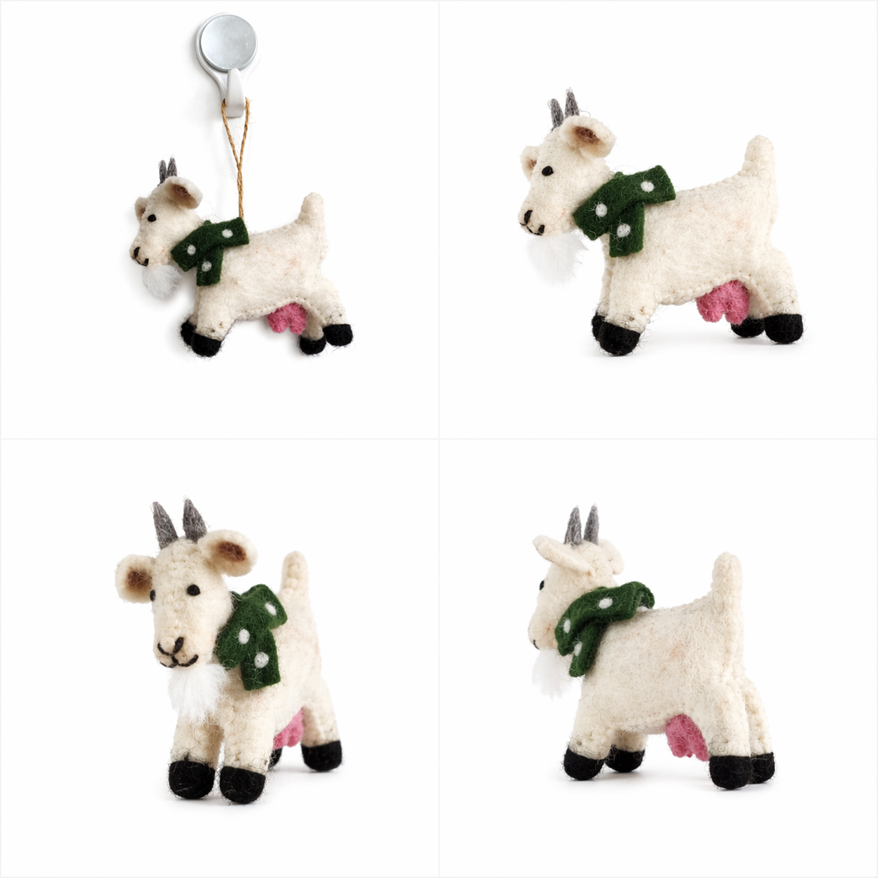 🐐 Goat with Scarf Ornament – Assorted Colors