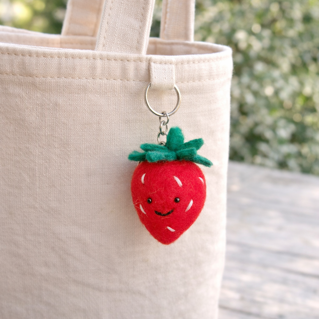 Felt Keychain - Smiley Veggies