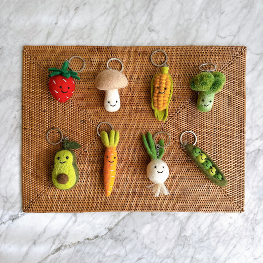 Felt Keychain - Smiley Veggies