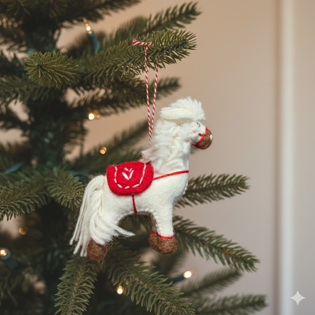 Felt Ornament - White Pony
