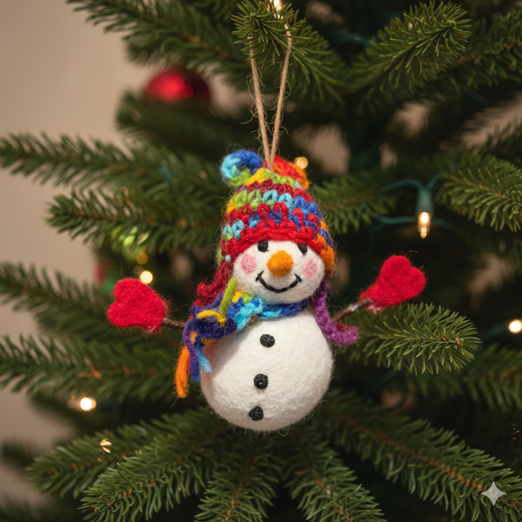 Snowman Ornament with Weaving Hat (Assorted)