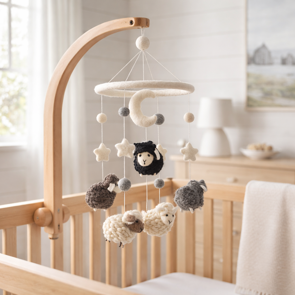 Gray Sheep Baby Mobile