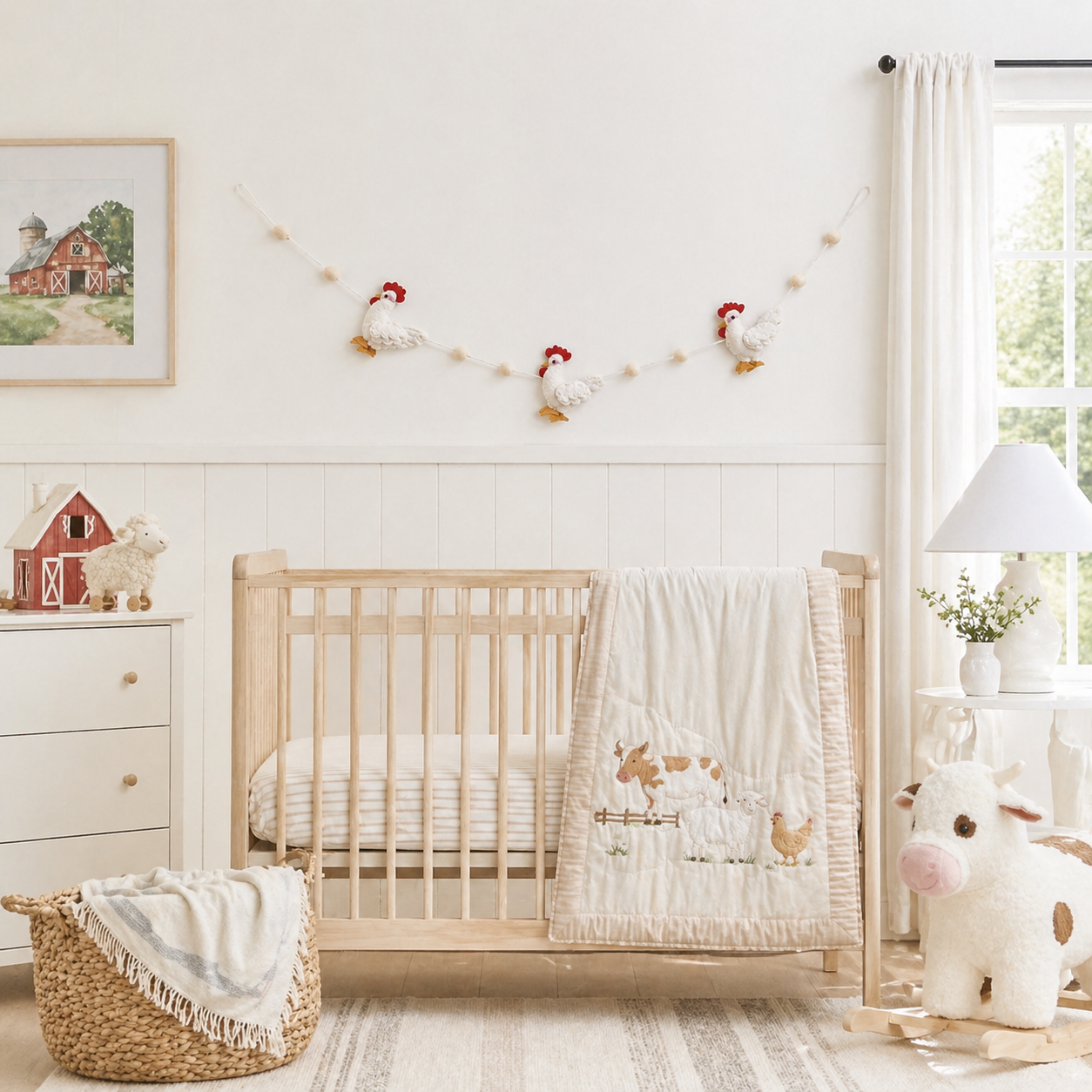 Felt Horizontal White Chicken Garland