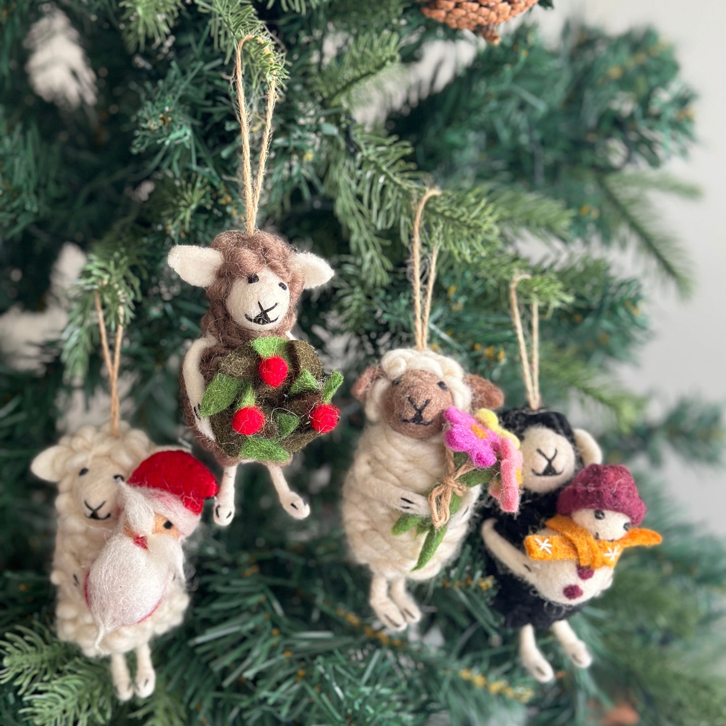 Sheep Holding Ornament Set of 4