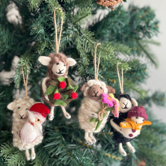 Sheep Holding Ornament Set of 4